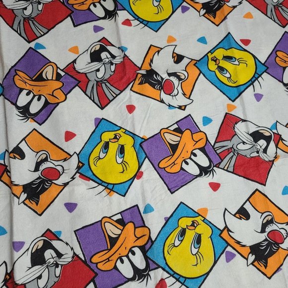 Vtg Looney Tunes Laughing Faces 85 X 56 Blanket Bugs Bunny Taz Tweety Sylvester - Picture 11 of 16